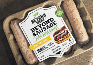  ?? Photo / Bloomberg ?? Beyond Meat is the first plant-based food group to list on a leading exchange.