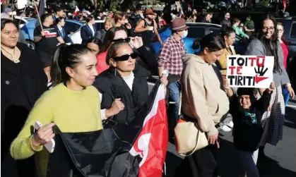  ?? Photograph: Dave Lintott/AFP/Getty Images ?? Since it took office last year, New Zealand’s rightwing coalition government’s policy direction for Māori has sparked multiple protests and mass meetings of Māori leaders.