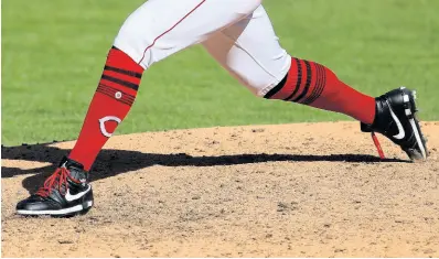  ?? AP ?? A view of the Nike Air Jordan 1 cleats worn by Cincinnati Reds’ Archie Bradley during a baseball game against the Chicago White Sox in Cincinnati on Sunday, September 20, 2020.