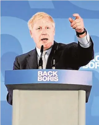  ?? EP ?? Johnson, ayer en el lanzamient­o de su campaña por el liderazgo «tory»