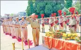  ?? ANI ?? Police personnel pay tributes to CISF officer SP Patel who was killed in the gunfight near Sunjuwan military station in Jammu on Friday.