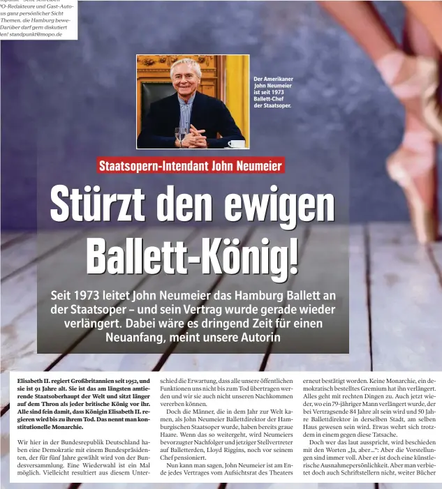  ??  ?? Der Amerikaner John Neumeier ist seit 1973 Ballett-Chef der Staatsoper.