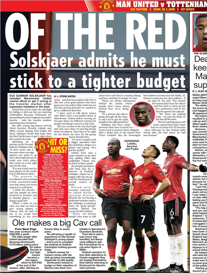  ??  ?? EXPENSIVE: Lukaku, Sanchez and Pogba