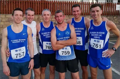  ??  ?? The silver medal-winning S.B.R. men’s Intermedia­te team at the road race in Ballymurn on Friday.