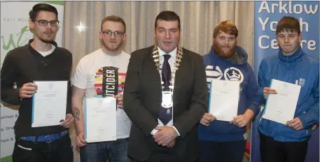  ??  ?? Cllr Tommy Annesley with Ryan Petman, Niall Kinsella, Mark Dunne and Mark O’Connell from the Youth Employment initiative.