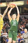  ?? Justin Casterline / Getty Images ?? Breanna Stewart of the Seattle Storm goes up for a shot against the Indiana Fever on July 24, 2018 at Bankers Life Fieldhouse in Indianapol­is.