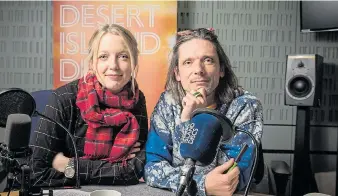  ??  ?? Desert Island Discs host Lauren Laverne with artist Jeremy Deller in studio last month