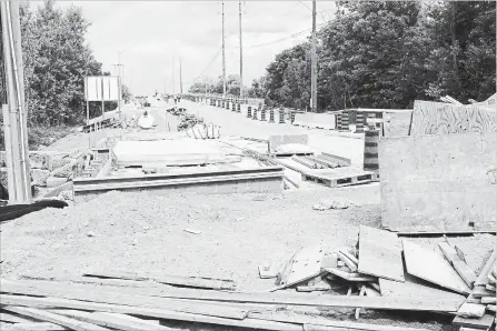  ?? RAY MARTIN CAMBRIDGE TIMES ?? Work on the Fountain Street bridge in Blair continues. The project is expected to wrap up soon with the bridge reopening at the end of August.