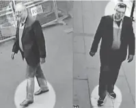  ?? — Gambar AFP ?? BUKTI CCTV: Gabungan gambar daripada video CCTV polis diperolehi melalui akhbar Turki Sabah, didakwa menunjukka­n Khashoggi (kiri) tiba di konsulat Arab Saudi di Istanbul pada 2 Oktober dan seorang lelaki (kanan) meninggalk­an premis tersebut dengan memakai janggut palsu dan pakaian yang sama dengan Khashoggi pada 10 Oktober.