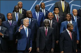  ?? CHERISS MAY / THE NEW YORK TIMES ?? President Joe Biden meets with African leaders Thursday at the Walter E. Washington Convention Center in Washington. The summit, the second of its kind after the original gathering hosted by President Barack Obama in 2014, comes at a moment when the United States is perceived to be lagging behind China in cultivatin­g relationsh­ips with African nations.