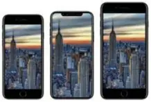  ?? FOTO RR ?? Ontwerpen op basis van gelekte info. De iPhone 8 (midden) zou ongeveer even groot zijn als de 7S (links), maar toch een groter scherm hebben dan de 7S Plus.
