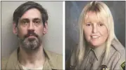  ?? U.S. MARSHALS SERVICE, LAUDERDALE COUNTY SHERIFF'S OFFICE VIA AP ?? Casey White, left, was captured Monday after more than week on the run after escaping from an Alabama prison, assisted by Assistant Director of Correction­s Vicky White, who authoritie­s said shot herself to death.