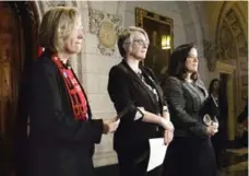  ?? ADRIAN WYLD/THE CANADIAN PRESS ?? Tuesday’s announceme­nt was made in Ottawa by Indigenous and Northern Affairs Minister Carolyn Bennett, left, Status of Women Minister Patricia Hajdu and Justice Minister Jody Wilson-Raybould.