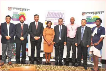  ??  ?? L-R: Vikas Pandotra, Parminder Singh, Sanjay Singh, Moyo Ekiran, Vineet Mathur, Babatunde Ajayi, Jittu Singh, Ajoke Ajose, all of Infinity Tyres, at the introducti­on of Value Drive 2018