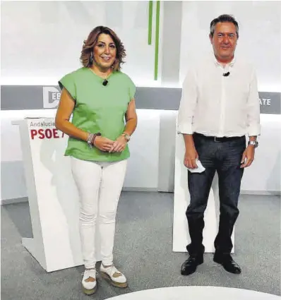  ?? José Manuel Vidal ?? La actual líder del PSOE en Andalucía, Susana Díaz, junto al alcalde de Sevilla y oponente, Juan Espadas.