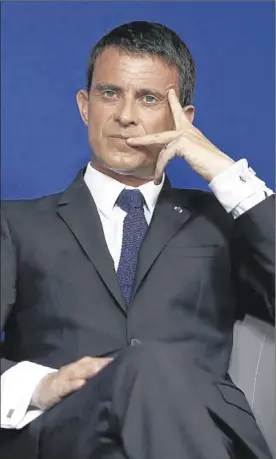  ?? REUTERS / BENOIT TESSIER ?? Manuel Valls, en una imatge del 2015, quan era primer ministre.