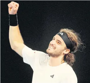  ?? REUTERS ?? Stefanos Tsitsipas reacts after defeating Jiri Lehecka in the quarter-finals.