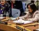  ?? BEBETO MATTHEWS / AP ?? Pramila Patten (right), at a meeting of the U.N. Security Council on the war in Gaza, on Monday.