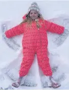  ??  ?? • Rhowen, aged 3, makes her mark on the snow