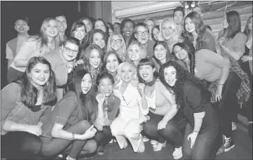  ??  ?? Lady Gaga (centre) with sexual assault survivors backstage at the 88th Annual Academy Awards recently in Hollywood, California. — AFP file photo