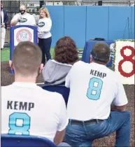  ?? Peter Hvizdak / Hearst Connecticu­t Media ?? Cliff and Melinda Kemp, the parents of Foran softball player Danielle “Danni” Kemp, who lost her battle with cancer at 19, speak during the dedication of the Foran High School Danielle Kemp Memorial Softball Field.