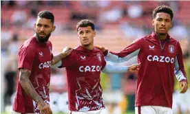  ?? Photograph: Darren England/EPA ?? Philippe Coutinho (centre) has made his move to Villa from Barcelona permanent over the summer after joining on loan in January.