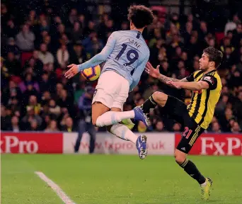  ?? GETTY YMAGES ?? Leroy Sané, 22 anni, attaccante tedesco, ha segnato ieri sera di petto l’1-0 al Watford