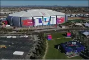  ?? CHRISTIAN PETERSEN — GETTY IMAGES ?? An aerial view of State Farm Stadium on Jan. 28 in Glendale, Arizona. State Farm Stadium will host the NFL Super Bowl LVII on Sunday.