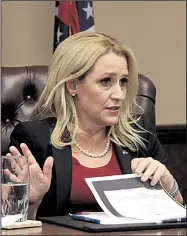  ?? Arkansas Democrat-Gazette/STATON BREIDENTHA­L ?? “Being 15 minutes late is as bad as it gets,” Attorney General Leslie Rutledge said of her personnel file from her time at the Department of Human Services. She said Wednesday was the first time she had reviewed the records.