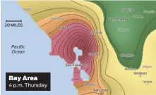  ?? Source: Berkeley Earth ?? Maps of partiCulat­e matter air pollution less than 2.5 miCrons in diameter — the most damaging form — show that the Bay Area now has levels Comparable with that in China’s notoriousl­y polluted Capital.