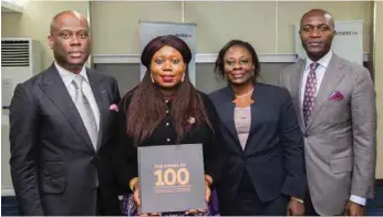  ??  ?? CEO and GMD Access Bank Plc, Herbert Wigwe, Harvard Kennedy School of Government student, Toyosi AkereleOgu­nsiji, Group Head Inclusive Banking, Ope Wemi-Jones, Deputy Managing Director Access Bank, Roosevelt Michael Ogbonna, during a courtesy visit by...