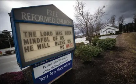  ?? The Canadian Press ?? Free Reformed Church is seen as people attend Sunday Service, in Abbotsford, B.C., on Sunday.