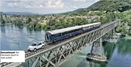  ??  ?? Sensationa­l the Discovery Sport in train action