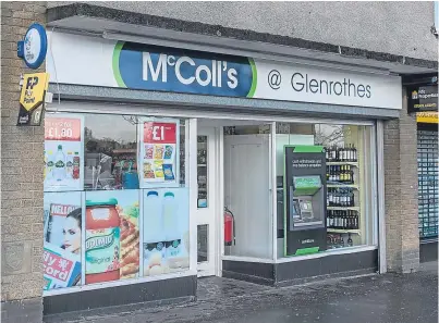  ??  ?? The McColls on North Street, Glenrothes, one of two targeted by the Muldoon brothers, who have both been jailed after the bungled robberies.