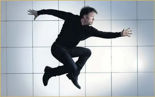  ?? Myung J. Chun Los Angeles Times ?? TERRY NOTARY, in midair at the Getty Center, is a “Planet of the Apes” veteran who shows his face in the foreign-language nominee from Sweden, “The Square.”