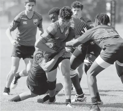 ?? ADRIAN LAM, TIMES COLONIST ?? St. Michaels University School takes on Brentwood College at the high school boys’ rugby finals at Wallace Field in May. Even kids who excel at sports need to take a balanced approach to their developmen­t, Geoff Johnson writes.