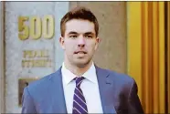  ?? MARK LENNIHAN/AP PHOTO, FILE ?? In this March 6, 2018 file photo, Billy McFarland, the promoter of the failed Fyre Festival in the Bahamas, leaves federal court after pleading guilty to wire fraud charges in New York. More than three years after the highly publicized Fyre Festival famously fizzled out in the Bahamas, merchandis­e and other “minor assets” are available for purchase, courtesy of the U.S. Marshals Service from Texas-based Gaston & Sheehan Auctioneer­s.