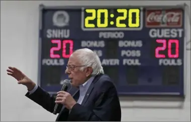  ?? ELISE AMENDOLA ?? FILE- In this Dec. 13, 2019, file photo, Democratic presidenti­al candidate Sen. Bernie Sanders, I-Vt., speaks at a campaign event in Manchester, N.H.