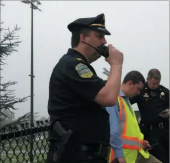  ?? DIGITAL FIRST MEDIA FILE PHOTO ?? Upper Darby Police Capt. Tom Johnson conducts a drill simulating a school shooting recently at Monsignor Bonner-Archbishop Prendergas­t High School in the township.