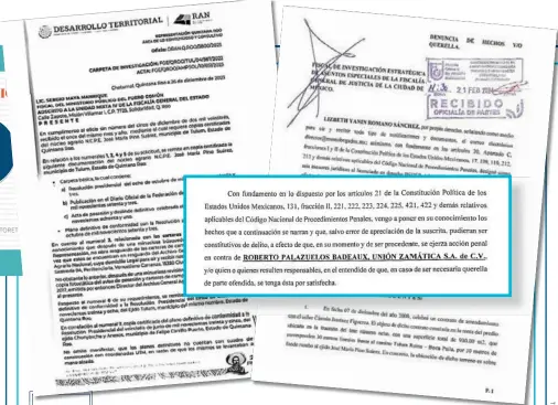  ?? ?? HUGO ARCE Y MARTHA COTORET PEDRO ORTIZ
LOS DOCUMENTOS DAN CUENTA DE CÓMO ROBERTO PALAZUELOS BADEAUX MINTIÓ ACERCA DE LA PROPIEDAD SOBRE EL PREDIO EN EL QUE LIZBETH ROMANO TIENE SU HOTEL, EN TULUM.