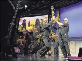  ?? COURTESY OF DENISE TRUSCELLO ?? The ensemble cast performs in “Puppet Up! — Uncensored” at Sands Showroom at The Venetian. The show was one of many moving parts in VegasVille this past year, opening and then closing in 2016.