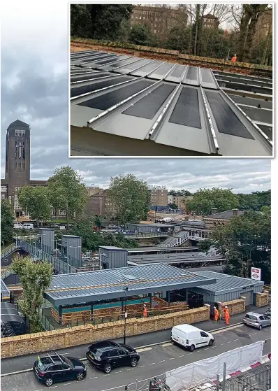  ?? NETWORK RAIL. ?? Left: During constructi­on the innovative PV film was glued directly to the roof.