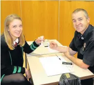  ??  ?? Dotted line Molly Rowley with SFRS’s Paul Elliot