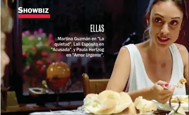  ??  ?? Martina Guzmán en "La quietud". Lali Espósito en "Acusada", y Paula Hertzog en "Amor Urgente".