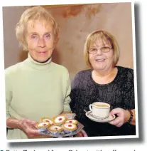  ??  ?? ●●Betty Tuck and Irene Calvert with coffee and cakes at Shawforth Methodist Church