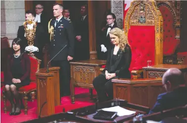  ?? JUSTIN TANG / THE CANADIAN PRESS ?? Gov. Gen. Julie Payette, seen here in a Royal Assent ceremony in the Senate on Parliament Hill in 2018,
has a role to play in some of the minority government scenarios.