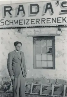  ?? Picture: AHMED KATHRADA FOUNDATION ?? WHERE IT ALL STARTED: A young Ahmed Kathrada outside his parents’ shop in Schweizer-Reneke