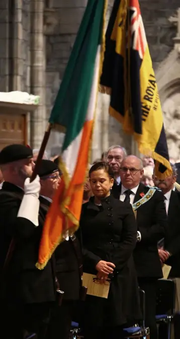  ??  ?? REMEMBERIN­G THE PAST: Sinn Fein’s deputy leader Mary Lou McDonald during the annual Remembranc­e Sunday service at St Patrick’s Cathedral last November. Photo: Colin O’Riordan