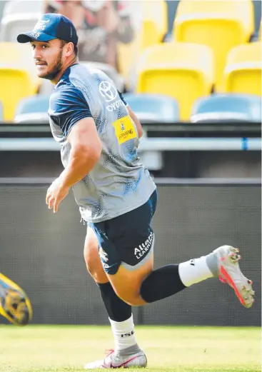  ??  ?? Valentine Holmes successful­ly made it through most of North Queensland Cowboys’ training this week but he is still under a cloud to face Parramatta. Picture: Alix Sweeney