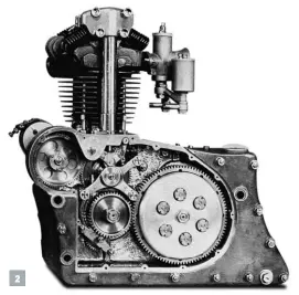  ??  ?? 2. Le moteur Jawa 500 monocylind­re conçu par Patchett et utilisé sur des motos de route et de compétitio­n.